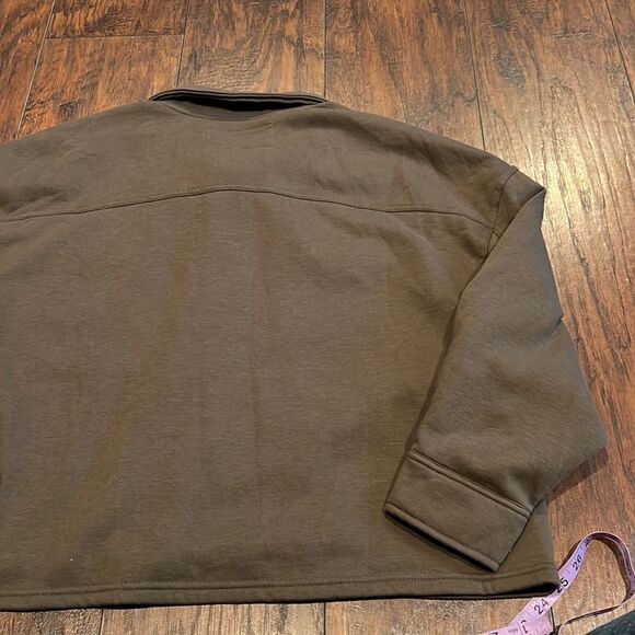 Sweatshirt Project light fleece lined jacket army green in EUC button up - Picture 8 of 8